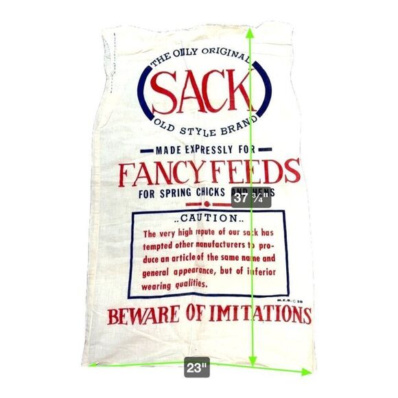 Vintage Sack Old Style Brand Fancy Feeds Spring Chicks & Hens Feed Bag EUC - Picture 2 of 3